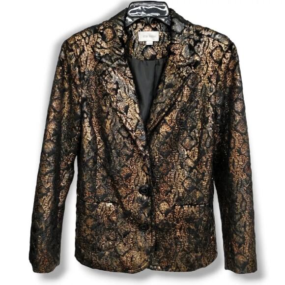 NWT Erin London Metallic Tortoise Snake Print 3-Button Blazer Jacket XL Mobwife - Picture 2 of 11
